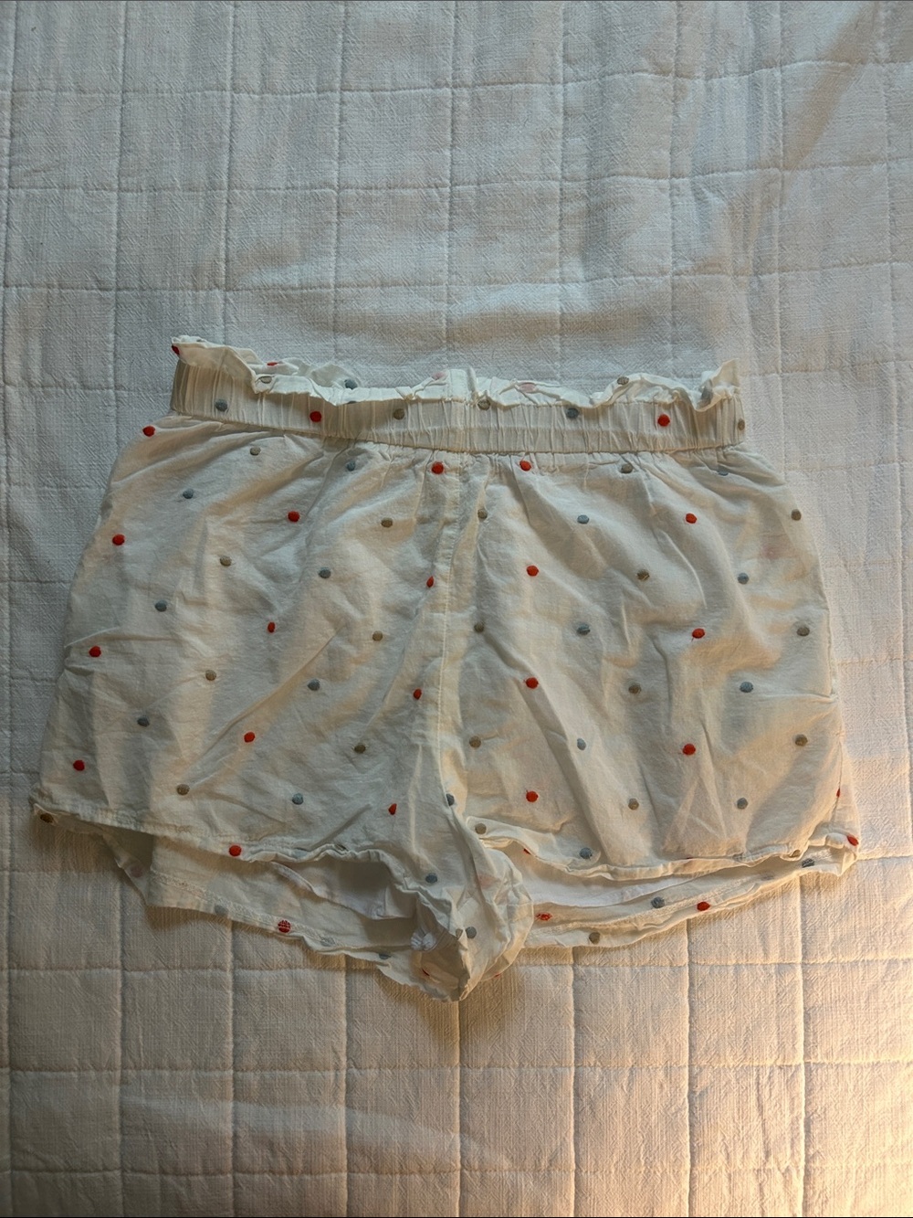 Lush Polka Dot Linen Blend Shorts - White